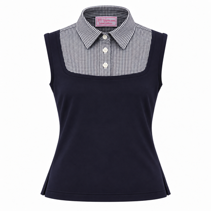 Shell Dickie Sleeveless Navy and White Gingham