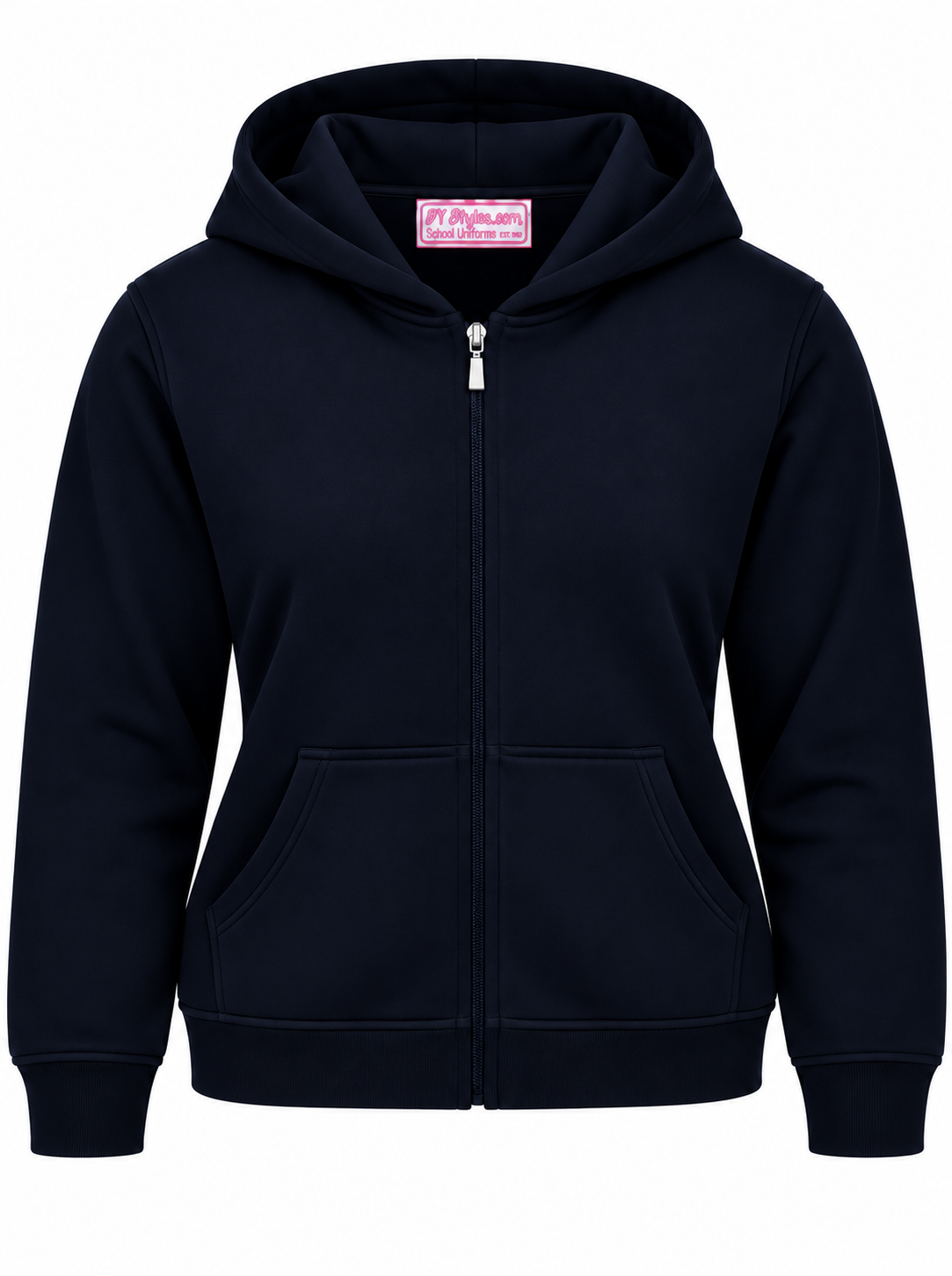 Navy Cotton Fleece Zip Up Hooded Sweatshirt