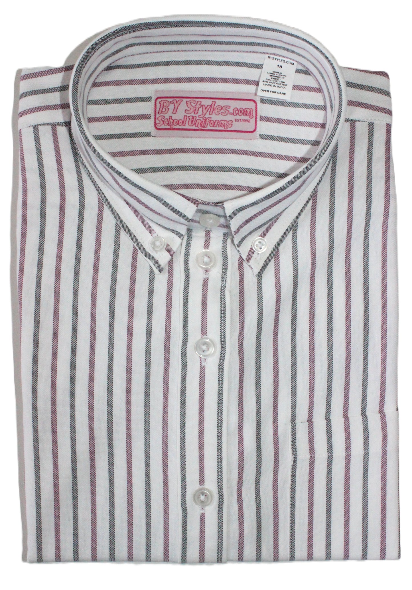 Wine and Black Stripe Oxford Shirts Modesty-Round Hem WBWS