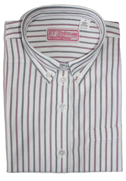 Wine and Black Stripe Oxford Shirts Modesty-Round Hem WBWS