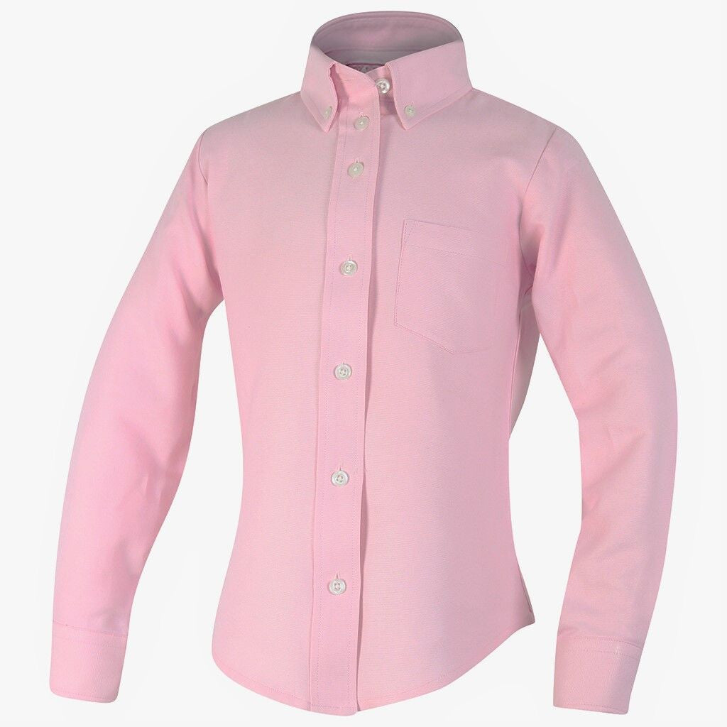 Pink Husky Oxford Blouse-Round Hem - By Style