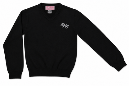 Black V-neck sweater With FREE SHS Logo,