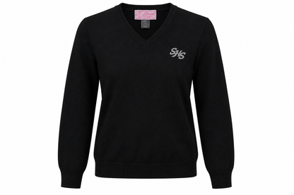 Black V-neck sweater With FREE SHS Logo,