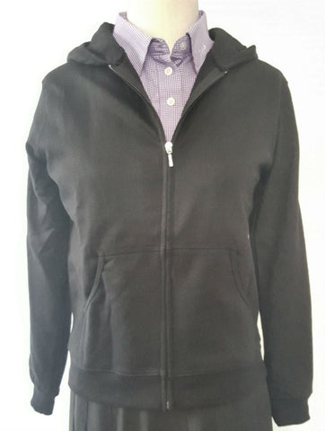 Shevach  Black Zip Up Fleece Cotton Hooded Sweatshirt With SHS Logo