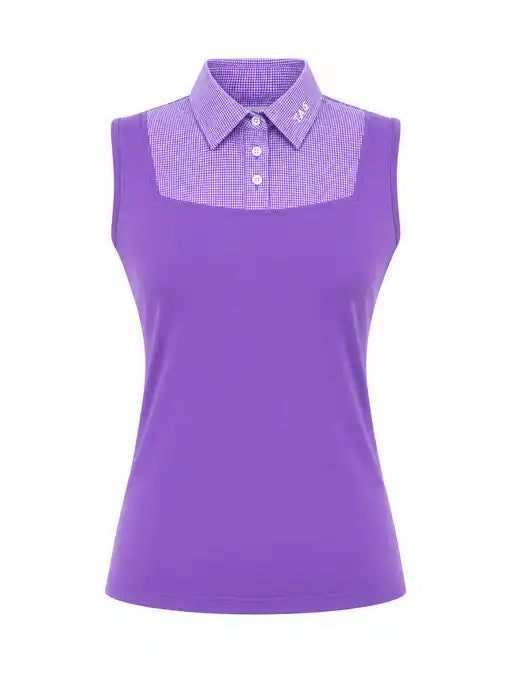 Shell Dickie Sleeveless Purple and White Gingham with T.A.G. Logo