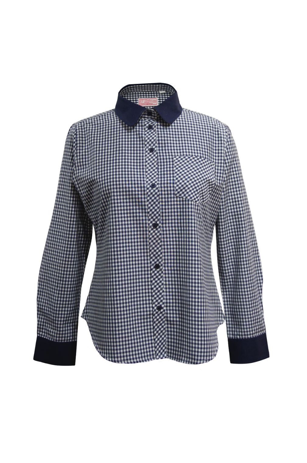 Two Tone Navy and White BIG Gingham - School Uniform Shirt