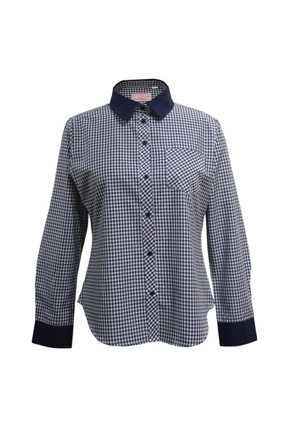 Two Tone Navy and White BIG Gingham - School Uniform Shirt
