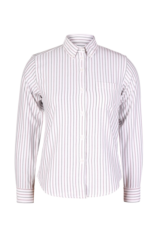 Wine and Black Stripe Oxford Shirts Modesty-Round Hem WBWS