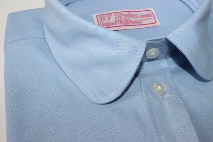 Girls School Uniform Oxford Shirt – Blue - Round Collar with Modesty Button