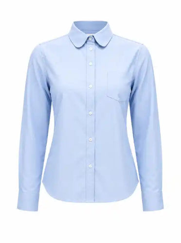 Girls School Uniform Shirt Oxford – Blue - Round Collar with Modesty Button