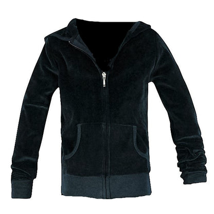 Navy Velour Zip-Up Hooded Sweatshirt