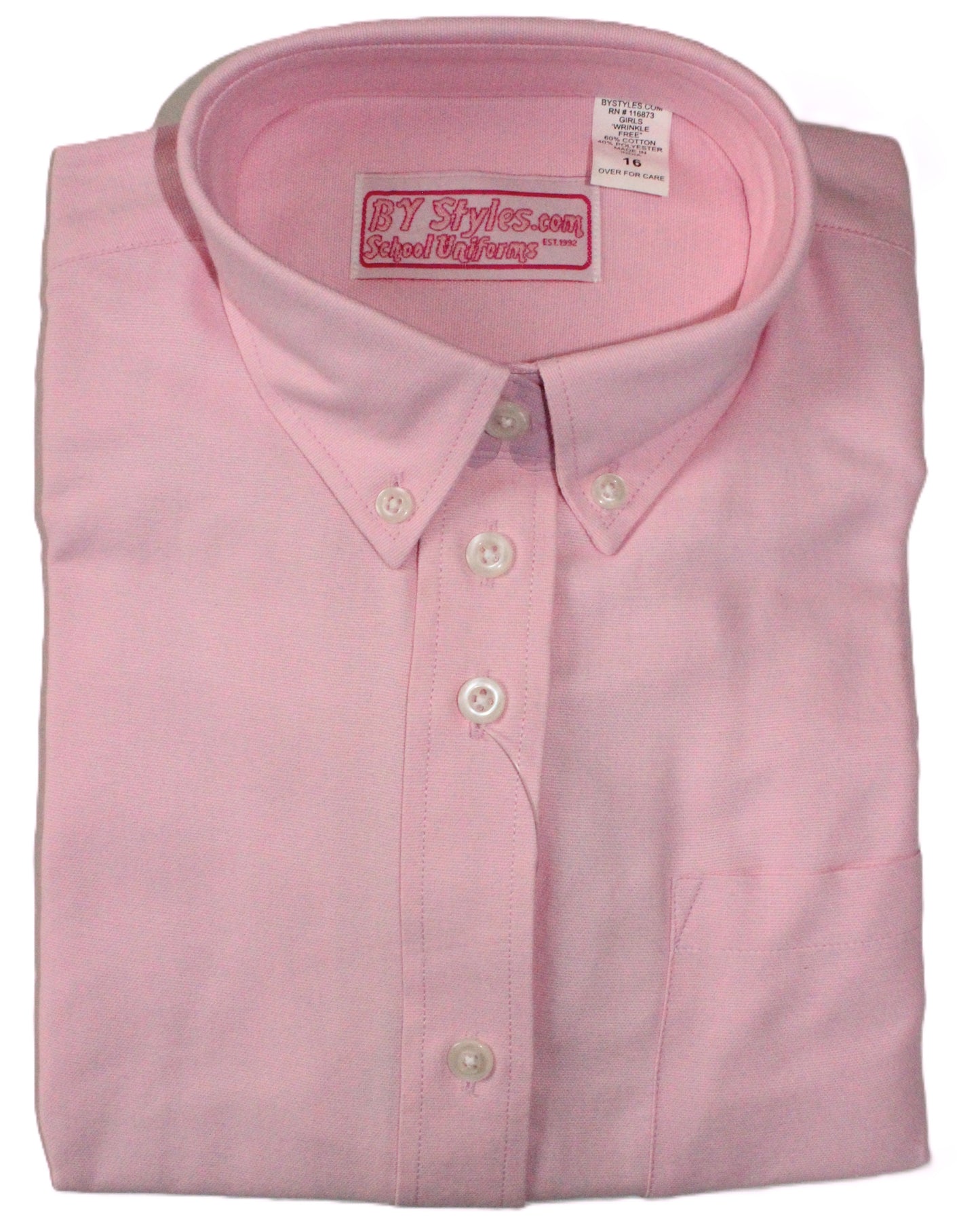 Pink Uniform Shirt Oxford Modesty-Round Bottom PNK5478