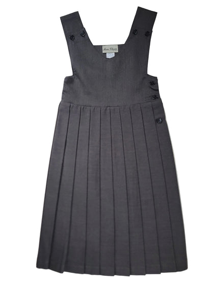 Gray V-Neck Jumper with Knife Pleats