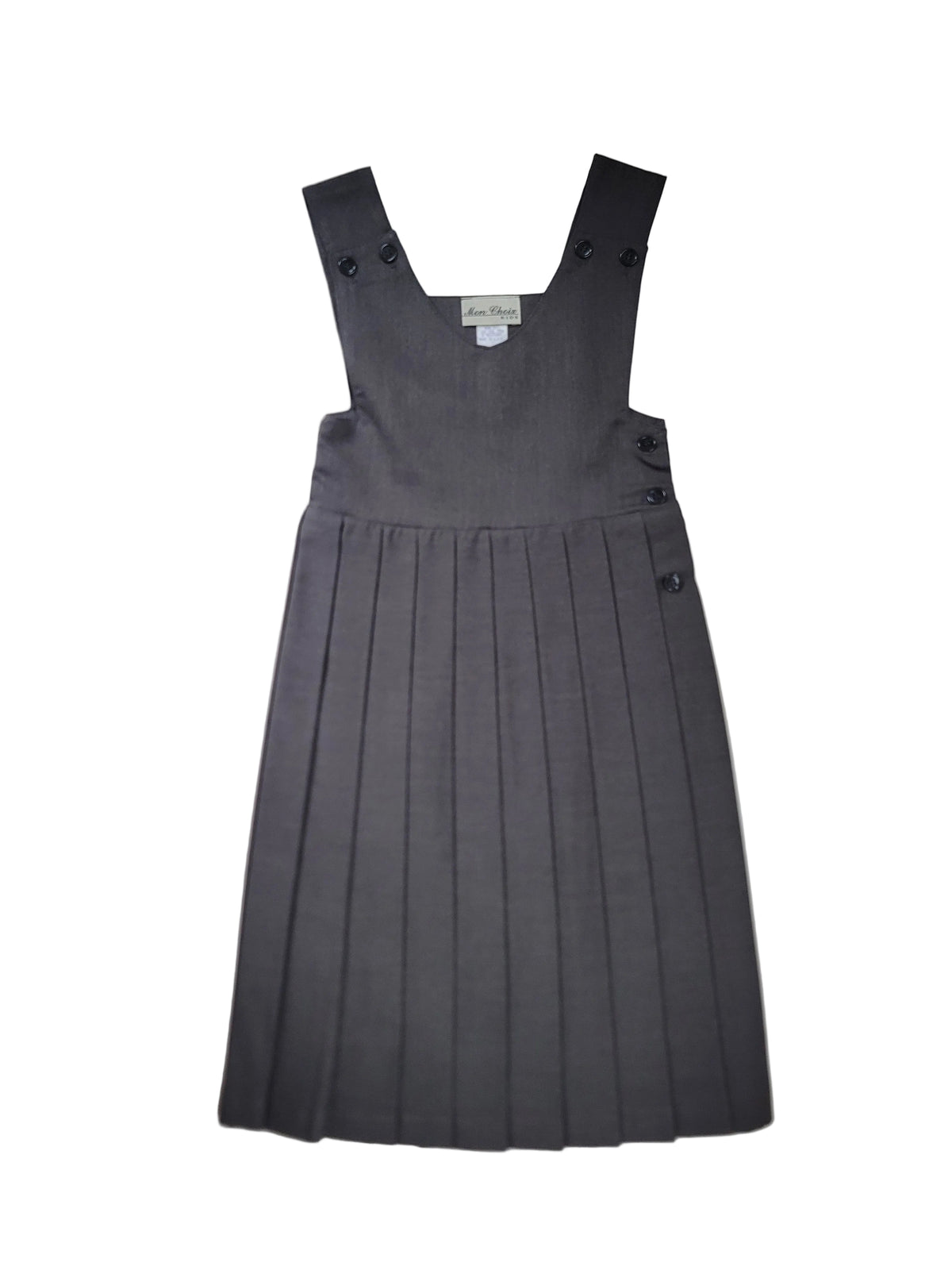 Gray V-Neck Jumper with Knife Pleats