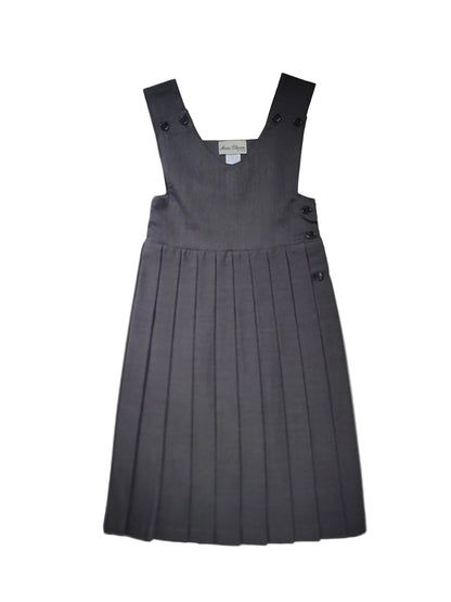 Gray V-Neck Jumper with Knife Pleats