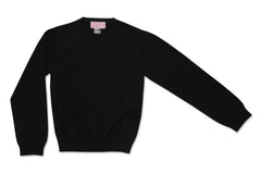 Black Cotton Knit V-neck sweater