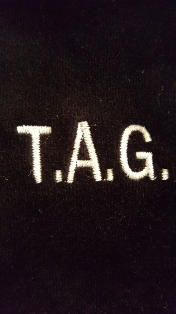 Velour Zip-Up Hooded Sweatshirt Junior Sizes Black With T.A.G. Logo - By Style