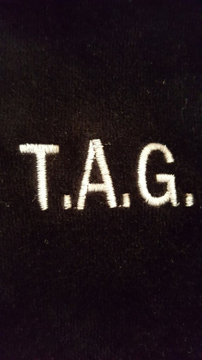 Velour Zip-Up Hooded Sweatshirt Junior Sizes Black With T.A.G. Logo - By Style
