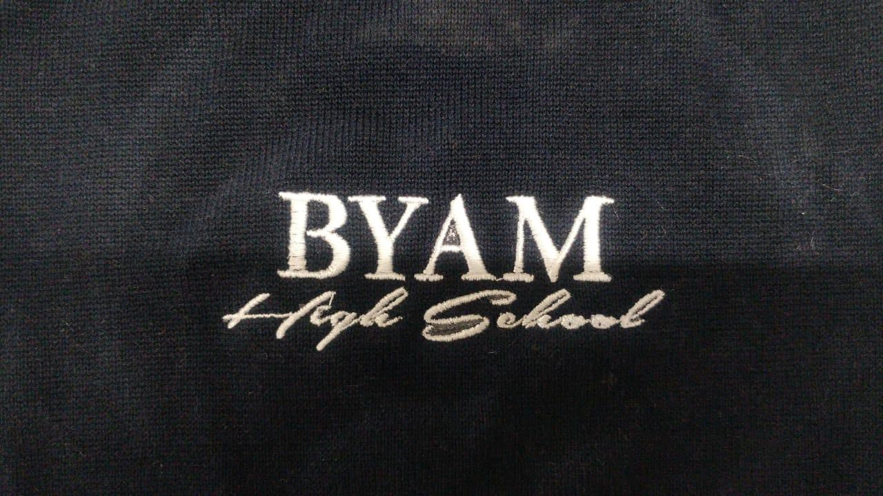 Sweater V-neck Knit Black With BYAM H.S. logo - By Style