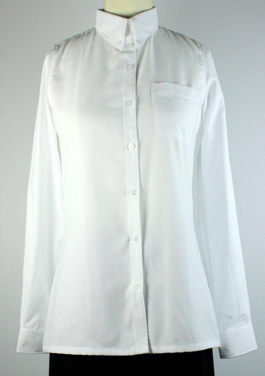 H.S. White Oxford Blouse-Straight Hem - By Style