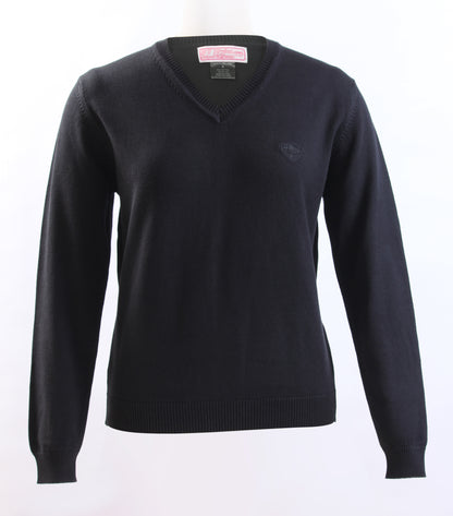 Ladies Navy Knit V-neck sweater (No Logo) - By Style