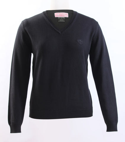 Black Cotton Knit V-neck sweater