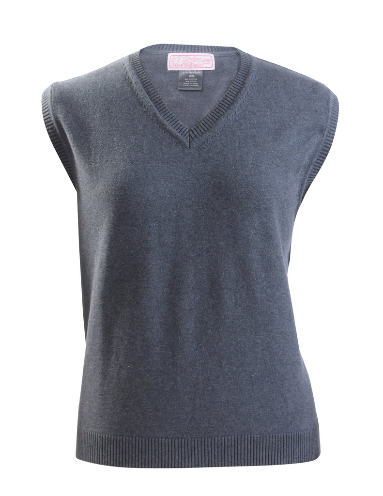 Ladies Charcoal Gray Knit V-neck Vest – By Styles School Uniforms