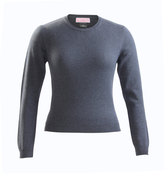 Ladies Charcoal Gray Knit Crew neck sweater - By Style