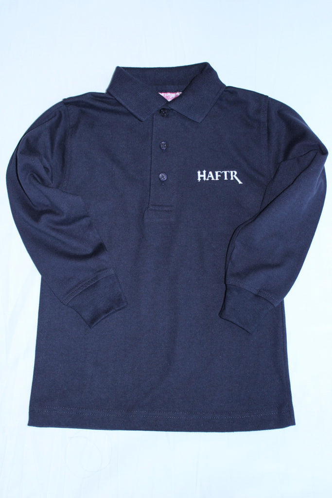 Haftr Navy Pique Polo Shirts Long Sleeve