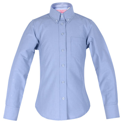 H.S. Blue Oxford Blouse-Round Hem - By Style