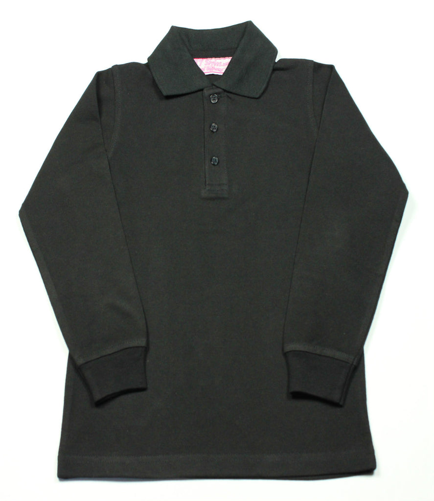 Black Pique Knit Polo Shirt