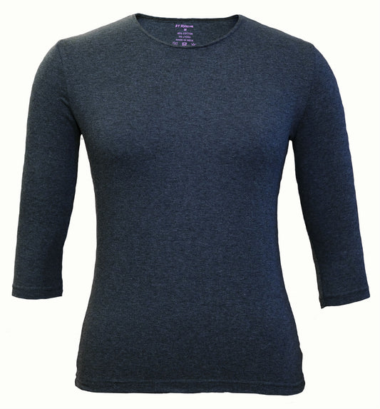 Women's Shell, Navy-3/4 Sleeve