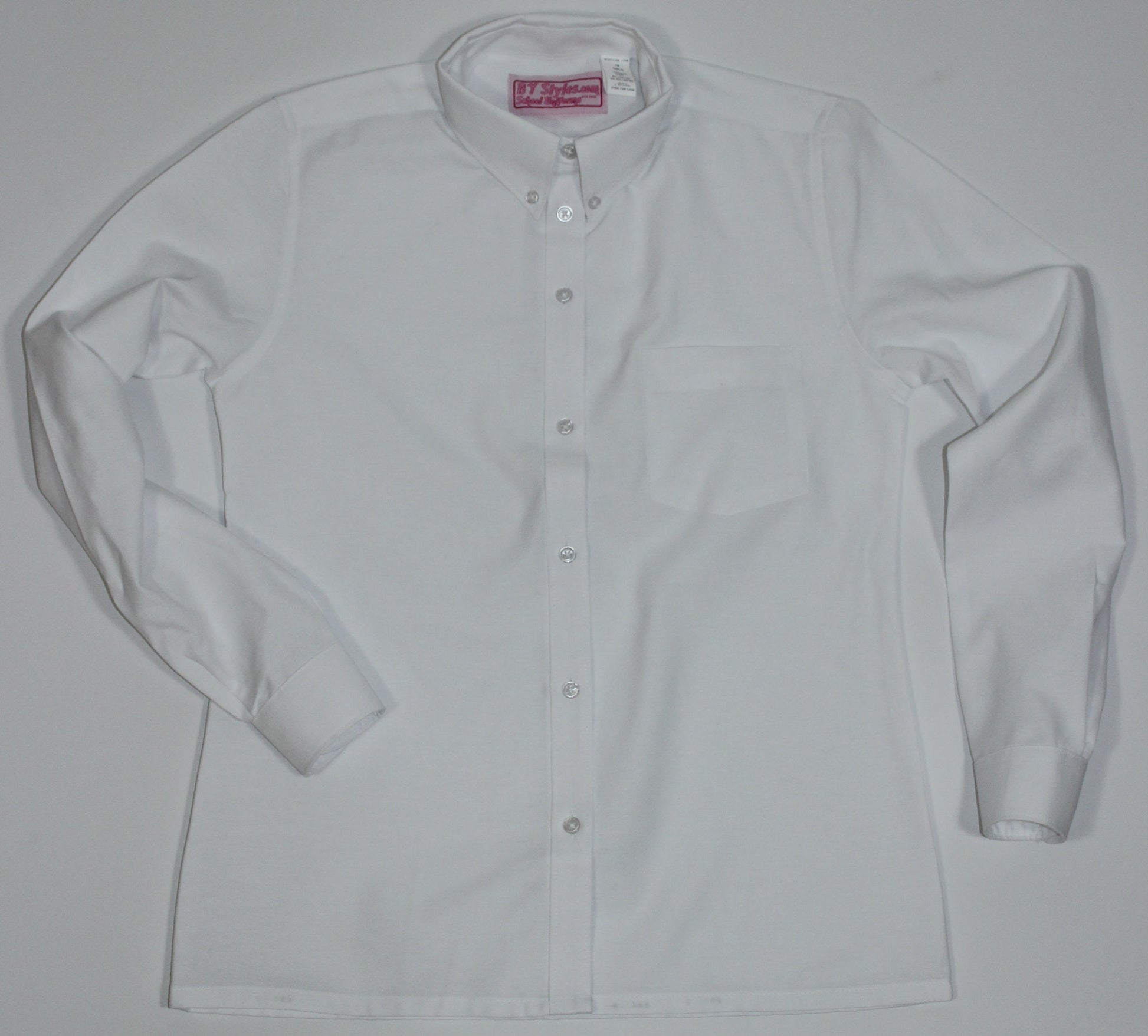 Girls White Oxford Blouse-Straight Hem - By Style